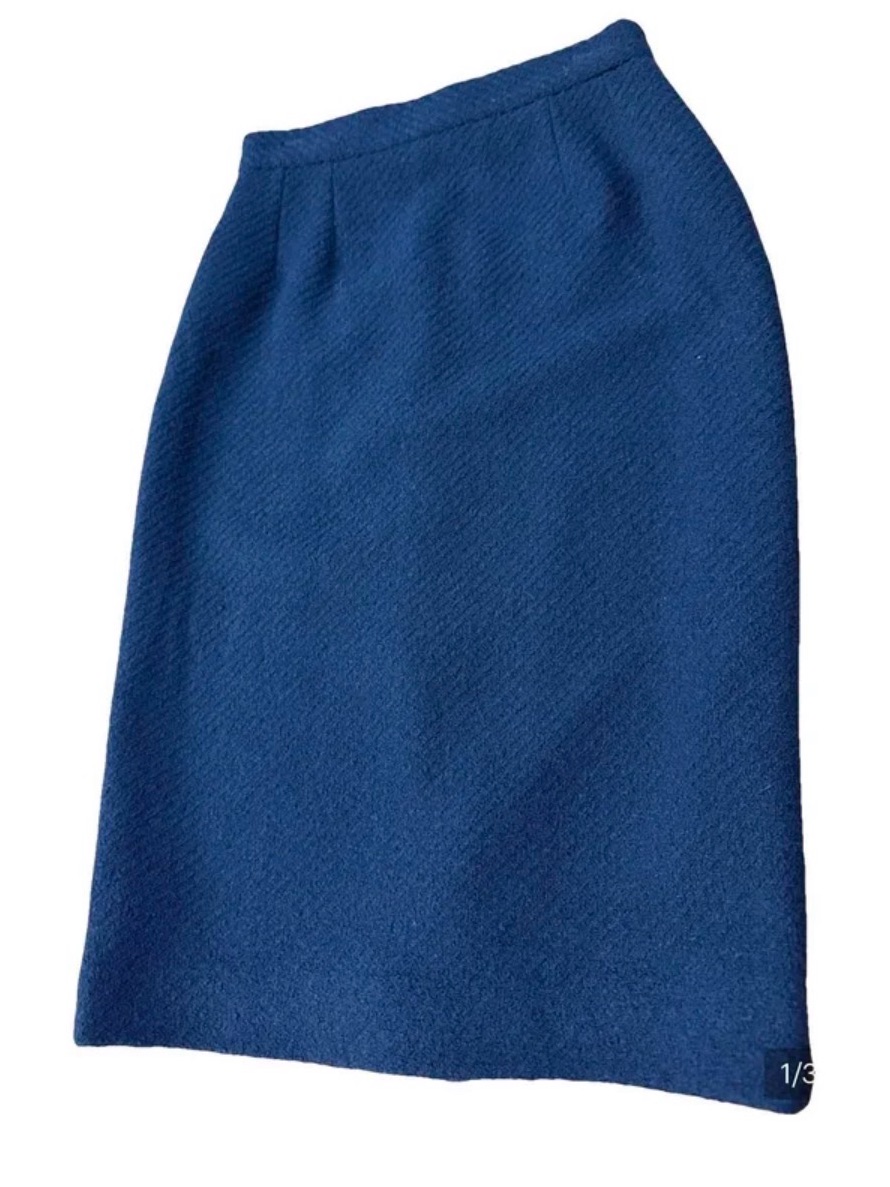Chanel Dark Blue Textured Pencil Skirt